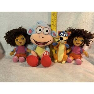 Ty Dora the Explorer Plush Lot 12" Boots Swiper Viacom Beanie Buddy Nick Jr 2010